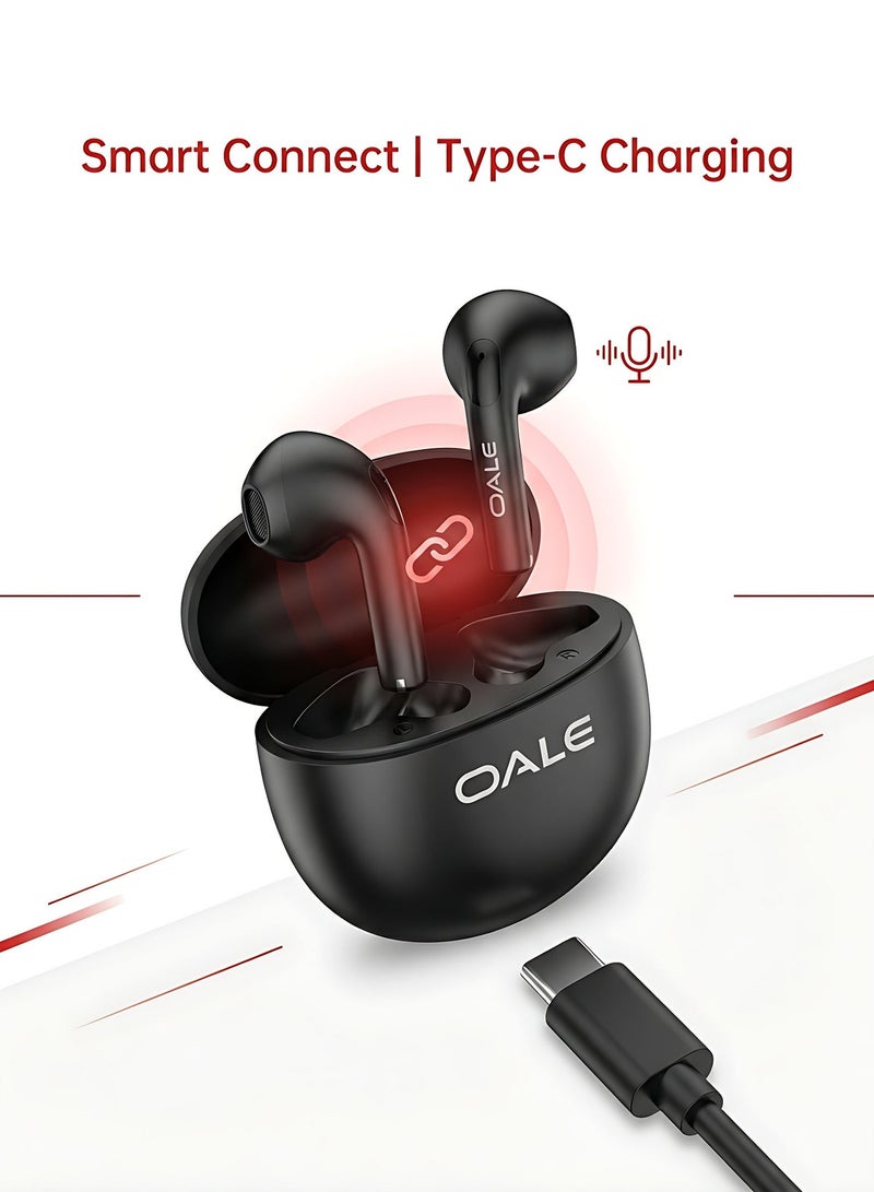 OALE iTune 2 True Wireless Earbuds, Bluetooth 5.3, Dual-Channel Stereo Sound, Smart Auto Connection, Up to 30H Playtime, Water-Resistant, Siri Voice Assistant, Type-C Charging - Image 2